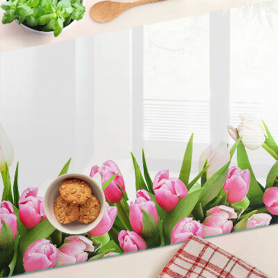 Chopping board glass Tulips in pastel colors