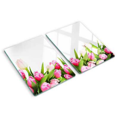 Chopping board glass Tulips in pastel colors