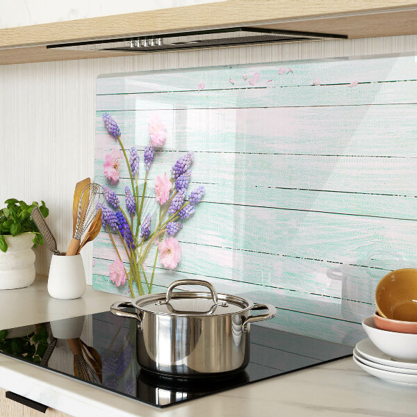 Chopping board Flowers on a wooden background