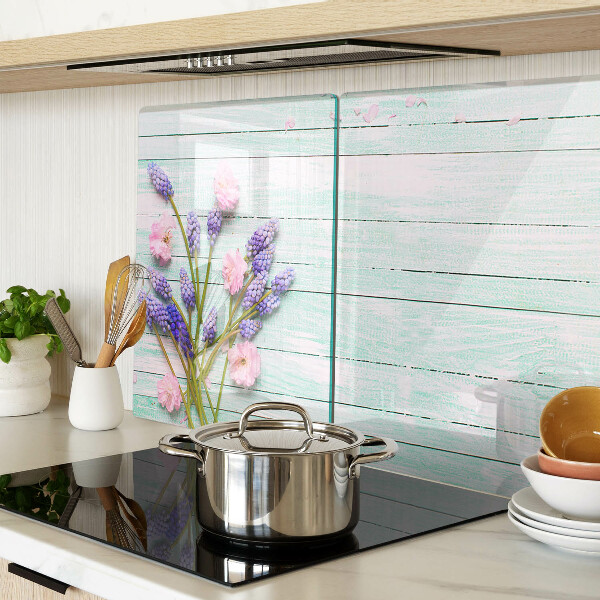 Chopping board Flowers on a wooden background