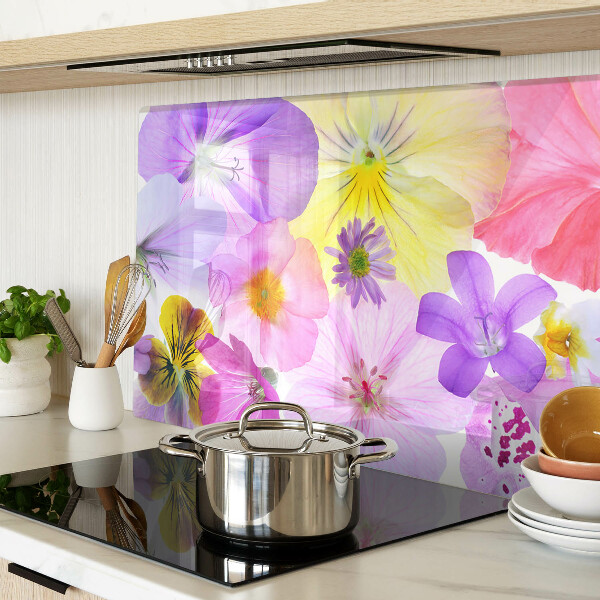 Chopping board glass Flowers in pastel colors