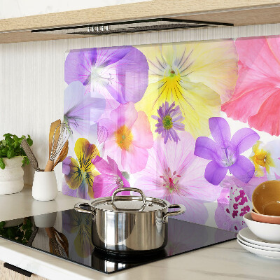 Chopping board glass Flowers in pastel colors