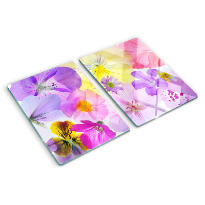 Chopping board glass Flowers in pastel colors