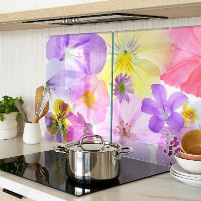 Chopping board glass Flowers in pastel colors
