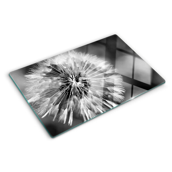 Glass cutting board Dandelions in black and white