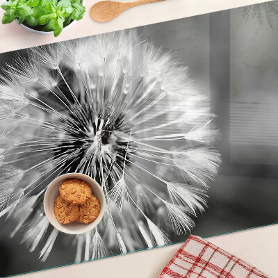 Glass cutting board Dandelions in black and white