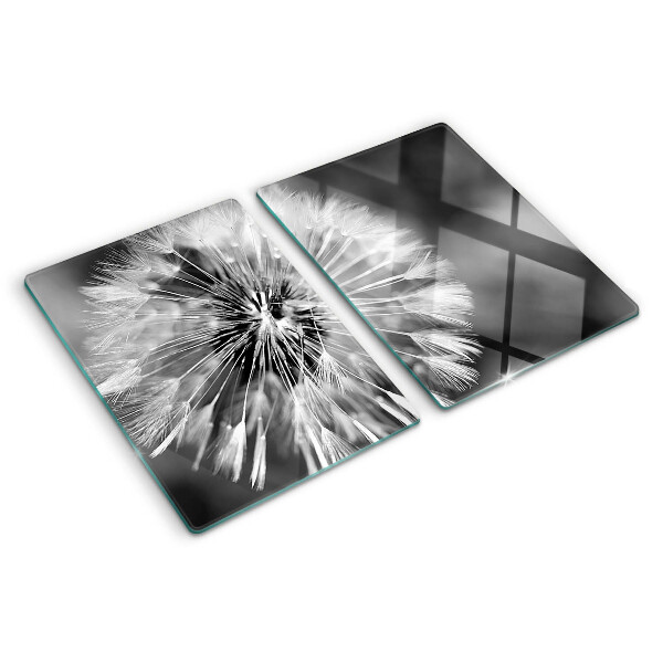 Glass cutting board Dandelions in black and white