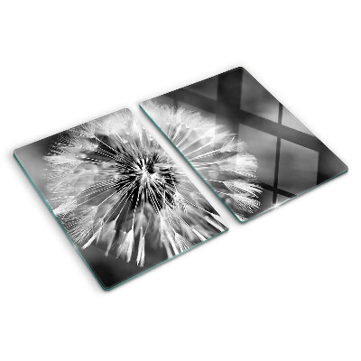 Glass cutting board Dandelions in black and white