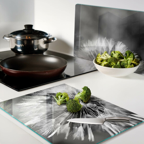 Glass cutting board Dandelions in black and white