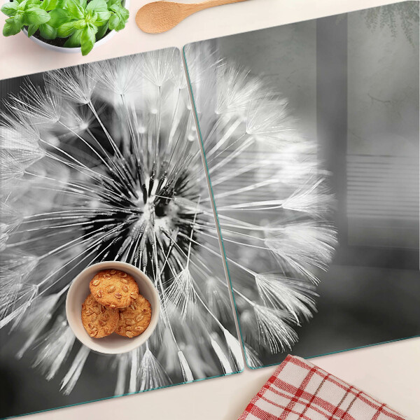 Glass cutting board Dandelions in black and white
