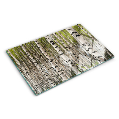 Glass cutting board White birches in the forest