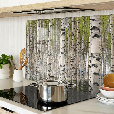 Glass cutting board White birches in the forest