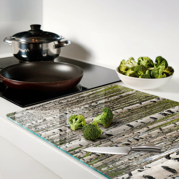 Glass cutting board White birches in the forest