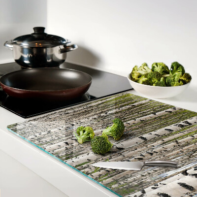 Glass cutting board White birches in the forest