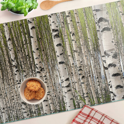 Glass cutting board White birches in the forest