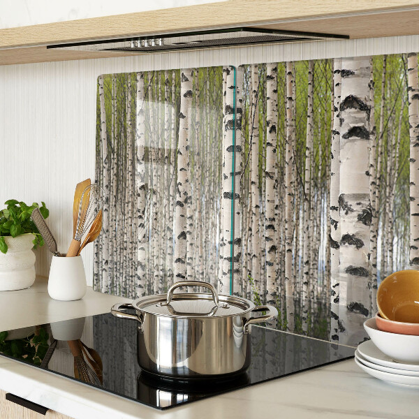 Glass cutting board White birches in the forest