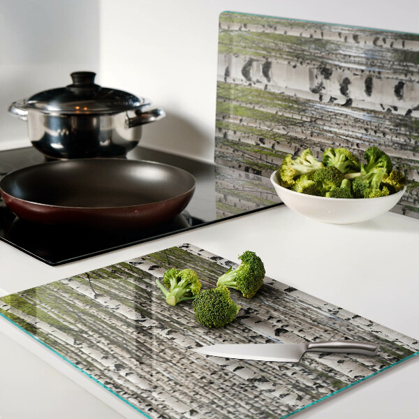 Glass cutting board White birches in the forest