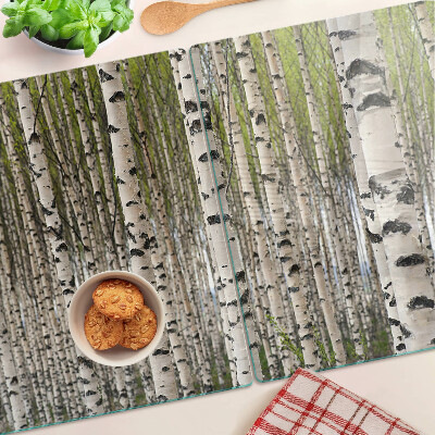 Glass cutting board White birches in the forest