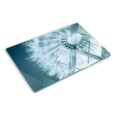 Chopping board glass Dandelions against the sky