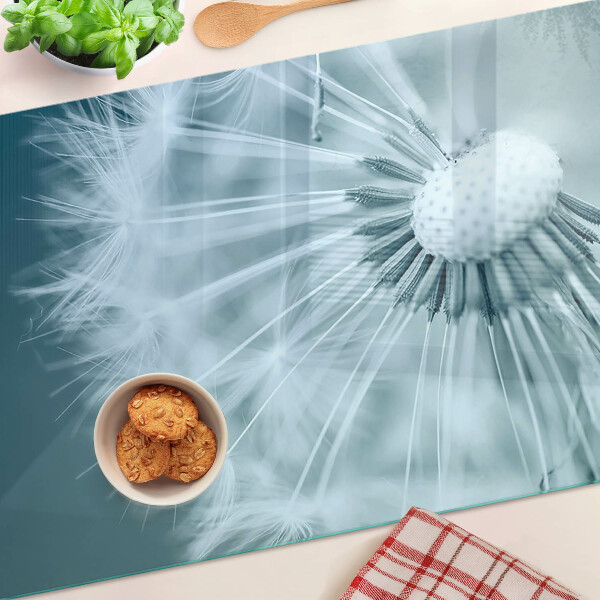 Chopping board glass Dandelions against the sky