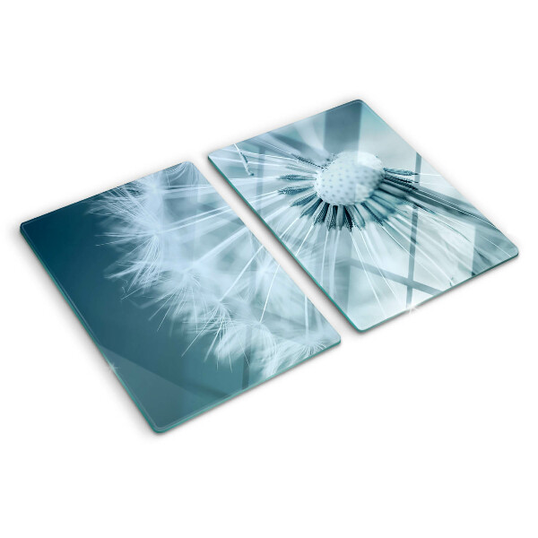 Chopping board glass Dandelions against the sky