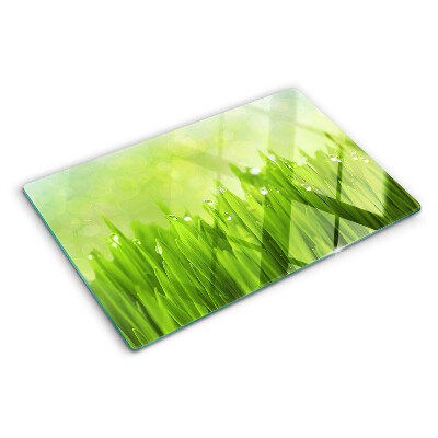 Cutting board Green grass with water drops
