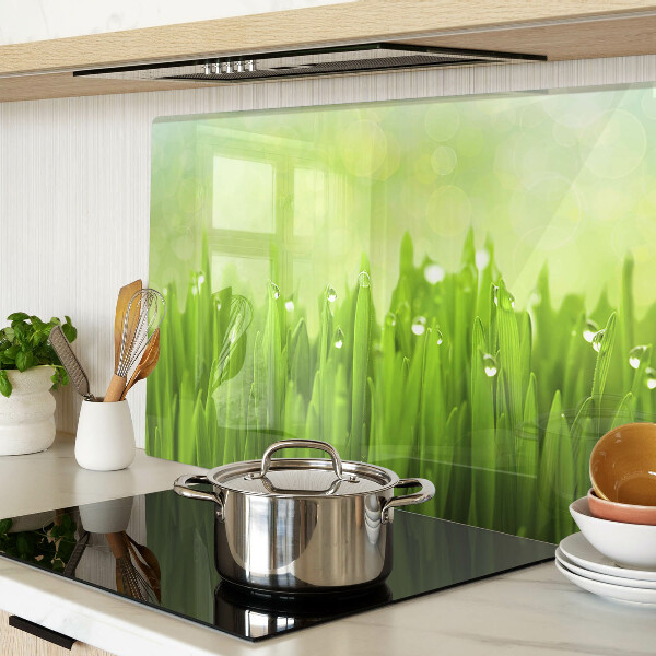 Cutting board Green grass with water drops