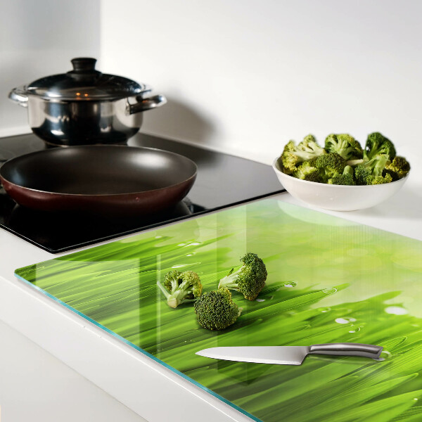 Cutting board Green grass with water drops