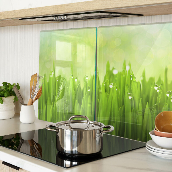 Cutting board Green grass with water drops