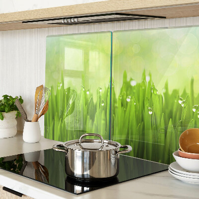Cutting board Green grass with water drops