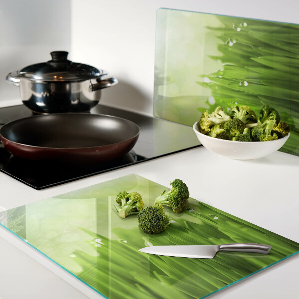 Cutting board Green grass with water drops