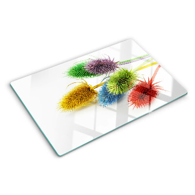 Chopping board glass Colorful, three-dimensional flowers