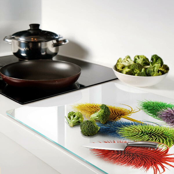 Chopping board glass Colorful, three-dimensional flowers