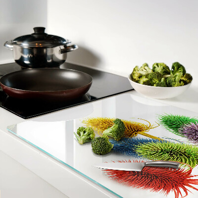 Chopping board glass Colorful, three-dimensional flowers