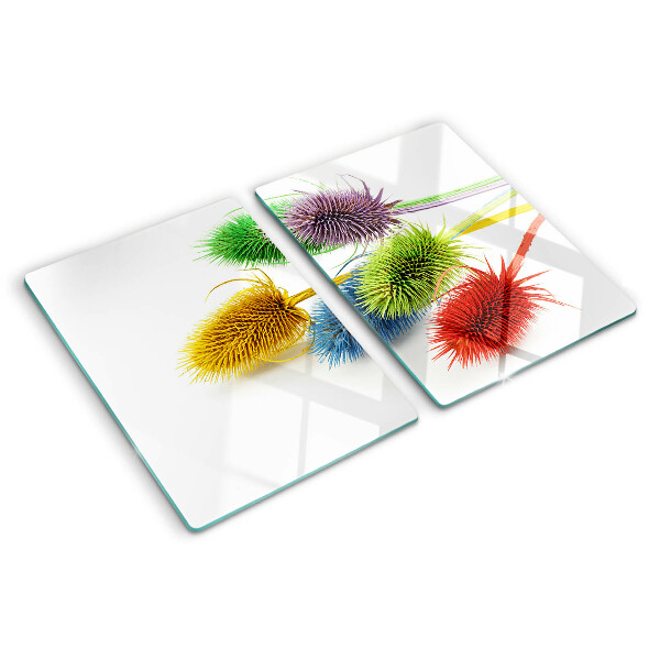 Chopping board glass Colorful, three-dimensional flowers