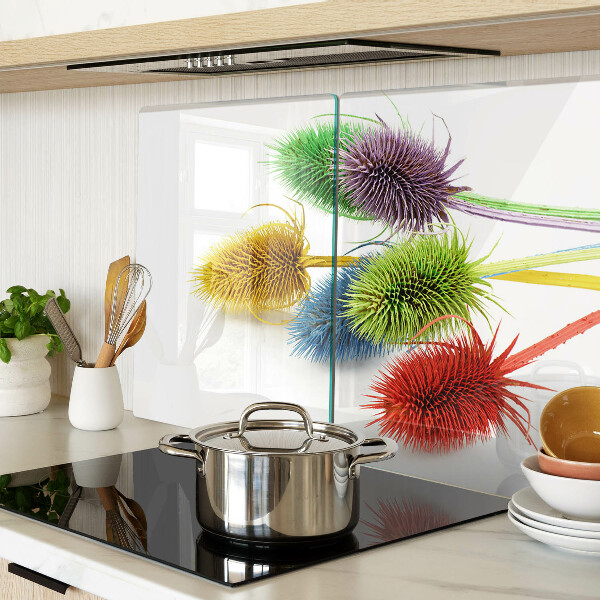 Chopping board glass Colorful, three-dimensional flowers