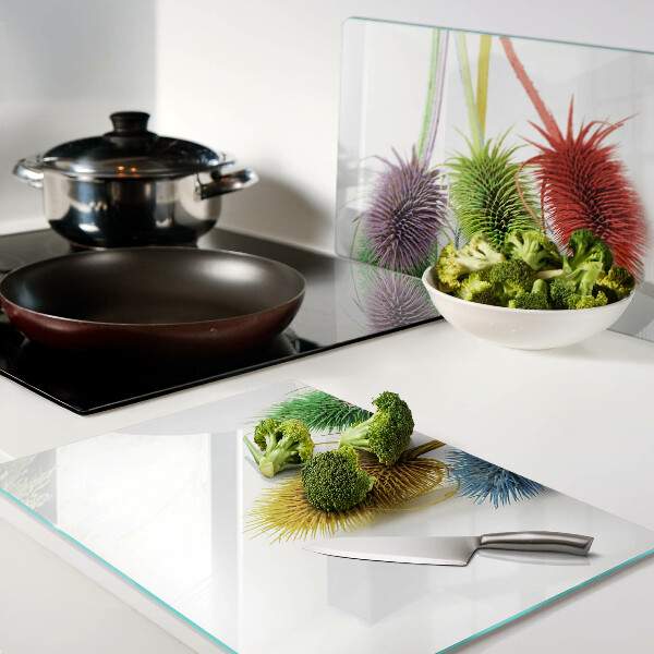 Chopping board glass Colorful, three-dimensional flowers