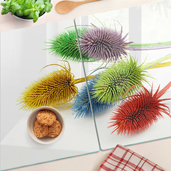 Chopping board glass Colorful, three-dimensional flowers