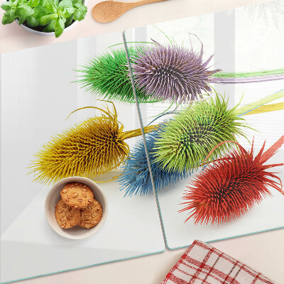 Chopping board glass Colorful, three-dimensional flowers