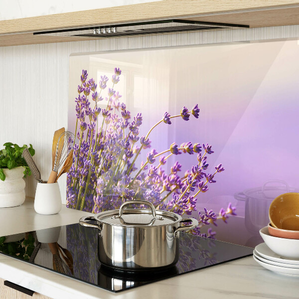 Glass chopping board Lavender flowers in the window