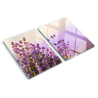 Glass chopping board Lavender flowers in the window