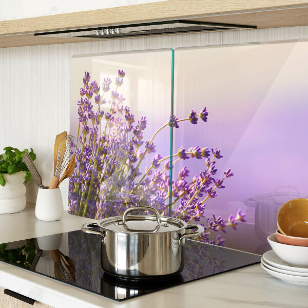 Glass chopping board Lavender flowers in the window