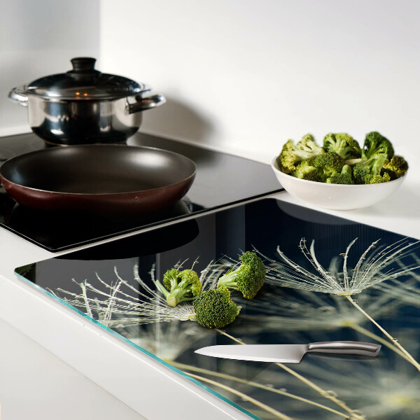 Glass kitchen board Dandelions with water drops