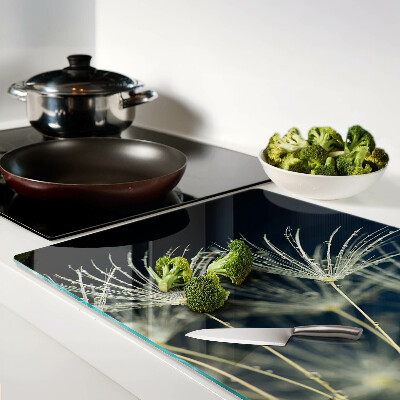 Glass kitchen board Dandelions with water drops