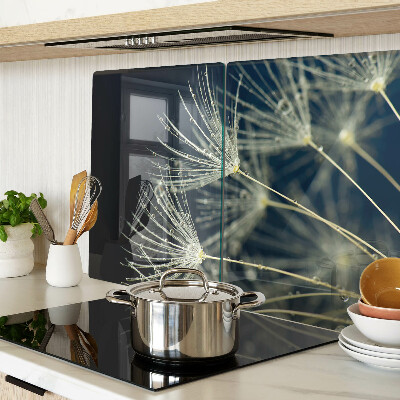 Glass kitchen board Dandelions with water drops