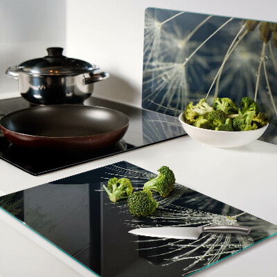 Glass kitchen board Dandelions with water drops