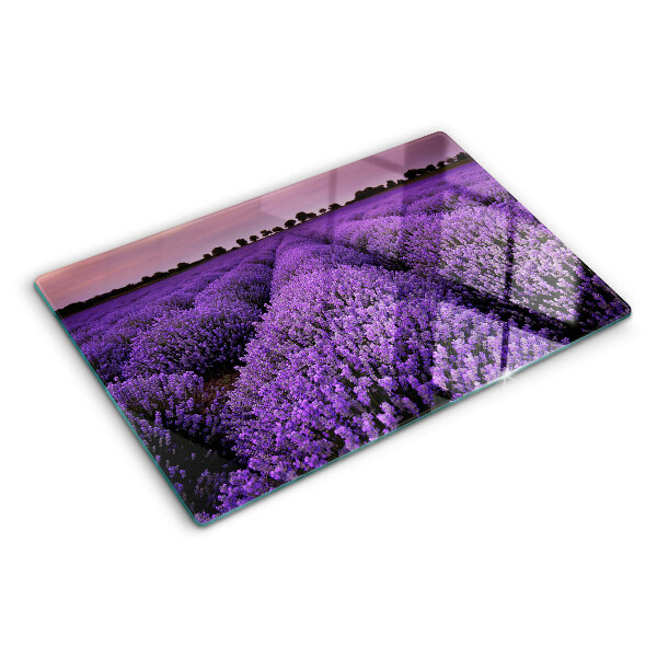Chopping board glass A lavender field in full bloom
