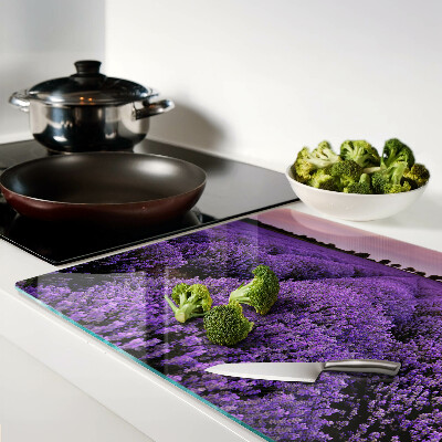 Chopping board glass A lavender field in full bloom