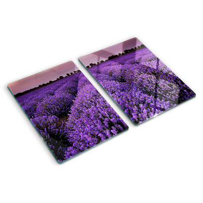 Chopping board glass A lavender field in full bloom