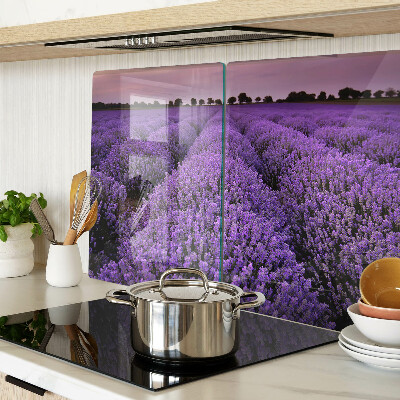 Chopping board glass A lavender field in full bloom